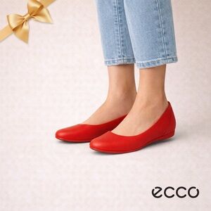 Ecco Red Leather Bluma Comfort Flats 38 / US 7.5